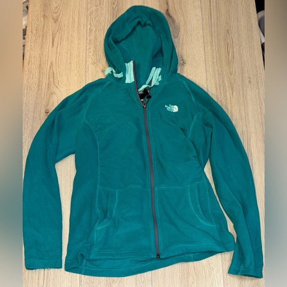 The North Face Tops - The North Face blue green Fleece zip up Jacket sweatshirt